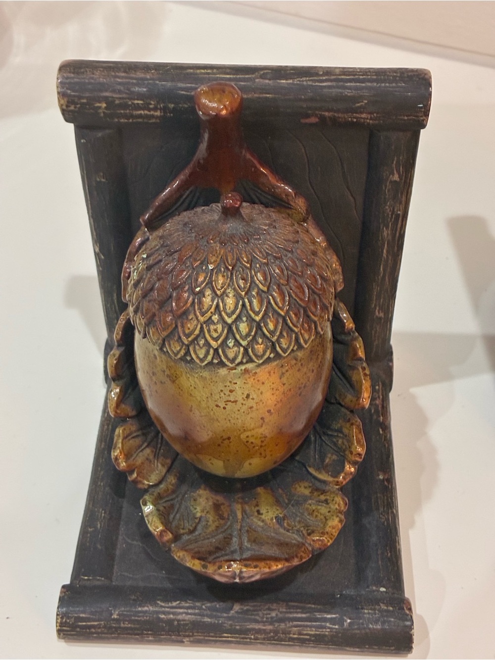 Vintage Rustic Resin Acorn & Oak Leaf Bookends - Pair📝 - Picture 3 of 7